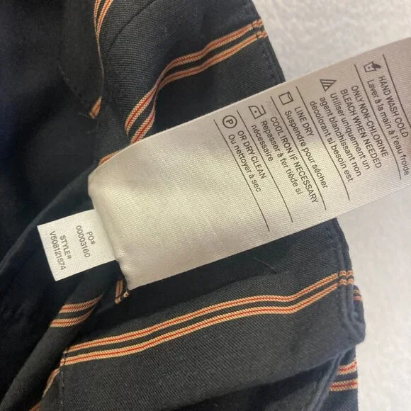 Vince Wide Leg Paperbag Belted Dress Pants Womens 6 Blue Striped Preppy Crepe